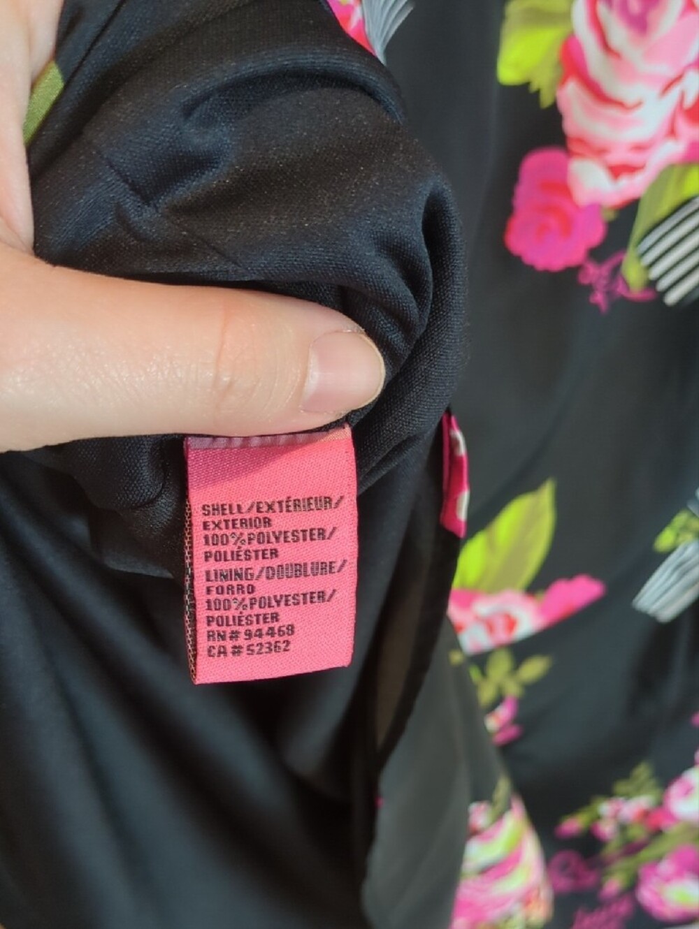 Vintage Y2K Whimsigoth Romantic Betsey Johnson Black Hot Pink Floral Bow Dress 8 - Picture 8 of 11